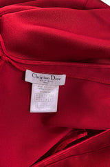 Early 2000s Christian Dior by John Galliano Red Silk Satin Bias Cut Dress