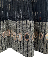 Early 1990s Azzedine Alaia Black Knit Couture Dress w Beaded Hem & Hand Placed Mirrors