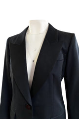 Iconic Fall 1996 Yves Saint Laurent True Haute Couture 'Le Smoking' Black Tuxedo Skirt Suit