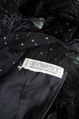 1970s Velvet & Feather Givenchy Gown