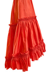 Resort 2008 Oscar de la Renta Look 56 Bright Coral Silk Full & Open Tiered Runway Dress