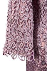 Chic 1968 Pierre Cardin Haute Couture Dress w Graduated Hand Made Purple Guipure Crochet Lace