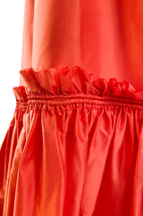 Resort 2008 Oscar de la Renta Look 56 Bright Coral Silk Full & Open Tiered Runway Dress