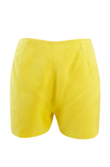 1960s Pierre Cardin Couture Bright Sunny Yellow Tunic & Hot Pant w Open Metal Grommets