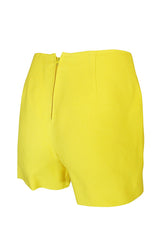 1960s Pierre Cardin Couture Bright Sunny Yellow Tunic & Hot Pant w Open Metal Grommets