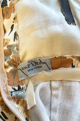 Rare 1960s Jane Derby by Oscar de la Renta Floral Print Dress w Ribbon & Bubble Skirt Detail