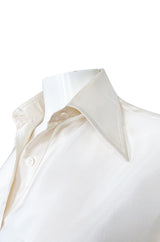1960s Valentino Two Piece Ivory and Red Striped Silk Skirt & Top Set