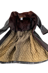 Documented Fall 1976 Yves Saint Laurent Russian Collection Leather Coat w Sheared Sheepskin Trim