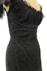 Fall 2002 Alexander McQueen 'Supercalifragilistic-Expialidocious' Runway Black Lace & Silk Chiffon Dress