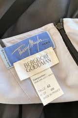 Spring 1999 Thierry Mugler Runway Documented Strapless Black & Ice Blue Chiffon Dress