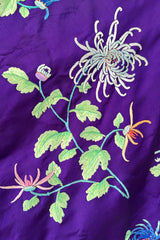 Outstanding 1920s Brilliant Floral Embroidered Rich Purple Silk Cape Cut Flapper Coat