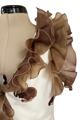 Fabulous Spring 1974 Andre Courreges Sculpted Abstract Heart Print Dress w Ruffle Detailing