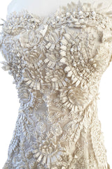 Spring 2008 Oscar De La Renta Embroidered Beaded Ribbon Work Floral Silk Organza Wedding Dress