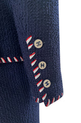 Spring 1994 Chanel Runway Documented Red & White Ribbon Navy Suit