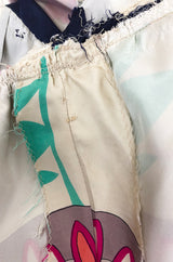 1960s Jean Patou Couture Signed Scarf Print Silk Twill Mini Dress