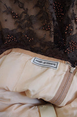 1970s John Anthony Couture Beaded Lace Strapless Dress