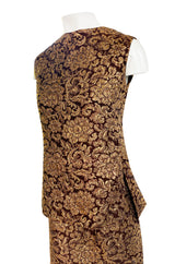 Extraordinary 1968 Christian Dior Documented Gold Metallic Silk Brocade Three Piece Dress Set
