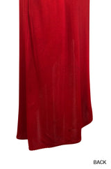 1970s Stephen Burrows Hand Beaded Red Jersey Halter Dress