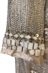 c.2004 Blumarine Elaborate Silver Metal Sequins, Disc, Shell & Bead Silk Jacket