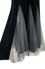 Exquisite Fall 2000 Yves Saint Laurent Haute Couture Velvet Dress w Net Inset Panels