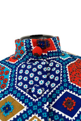 Rare Early 1970s Malcolm Starr by Youssef Rizkallah Felt Folk Art Dress w Quilted Top