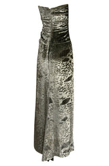 Fall 1986 Bill Blass Silk Velvet Lame Beaded Evening Strapless Dress & Jacket