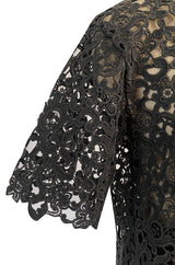 Resort 2015 Valentino Bold Black Lace Full Length Skirt w Matching Tunic / Mini Dress Set