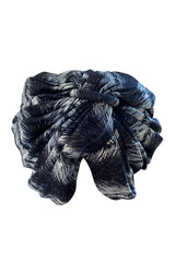 1960s La Mendola Grey Toned Feather Print Dress Cape & Turban Set