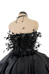 Extraordinary Fall 1996 Nina Ricci by Girard Pipard Haute Couture Feather & Beaded Silk Dress