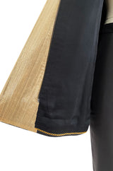 Spring 2000 Chanel Haute Couture Black Silk Taffeta Sculpted Jacket & Tapered Pant Suit Set