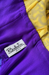 c.2006 Balestra Roma Haute Couture Purple & Yellow Embellished Silk Jumpsuit