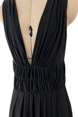 Documented Spring 1986 Yves Saint Laurent Runway Black Jersey Plunge Dress