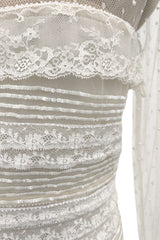 Prettiest 2012 Valentino Tiered Ivory Lace Net Dress w Tiny Sequin & Bead Detailing