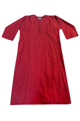 Late 1970s- Early 1980s Lanvin Rust Coloured Cotton Caftan Dress w Plunge Front & Side Pockets