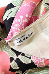 Late 1960s Malcolm Starr Prettiest Huge Pastel Floral Print Silk Dress