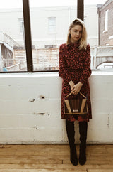 1960s Jean Patou Printed Challis Set w Unusual Skirt Detailing