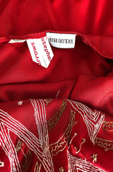 1970s Stephen Burrows Red Jersey Hand Beaded & Sequin Jersey Dress