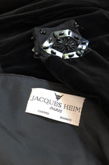 1967 Jacques Heim Couture Bead & Transparent Panel Velvet Dress