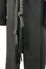 Incredible Fall 2006 Alexander McQueen Black Cashmere Coat w Detachable Fur Collar