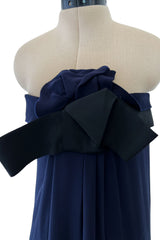 Beautiful Spring 2013 Lanvin by Alber Elbaz Deep Blue Strapless Dress w Bow Detail