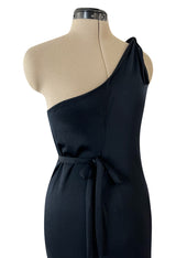 Versatile 1970s Loris Azzaro Multi Tie - One Shoulder or Halter - Black Jersey Dress