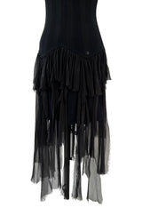 Cruise 2002 Chanel by Karl Lagerfel Cashmere Knit Dress w Silk Chiffon Ribbon Skirt