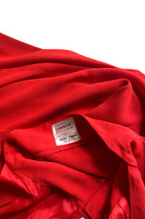 Iconc 1970s Ossie Clark Red Moss Crepe Button Front Halter Dress