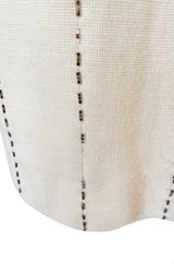 1960s Unlabeled Mr. Blackwell Beaded Ivory Wool Jersey Coat