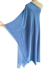 Beautiful Fall 2018 Alexis Mabille Dusty Blue One Shoulder Dress w Lace Insets