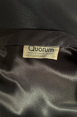 Iconic c.1969 Ossie Clark 'Bridget' Black Crepe Plunge Front Wrap Dress