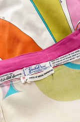 1960s Emilio Pucci Curving Pattern Pastel Printed Crisp Cotton Sun Dress