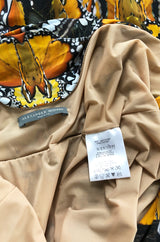 Recent Alexander McQueen Butterfly Print Back Draped Jersey Dress