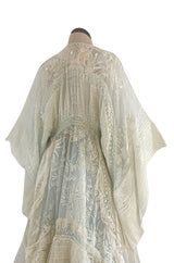 Important 1972 Zandra Rhodes Hand Painted 'Butterfly' Kimono Sleeve Dress w Lily Print & Original Petticoat