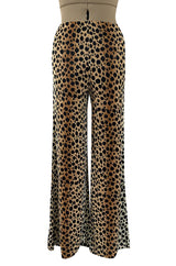 Fabulous 1970s Neiman Marcus Nylon Jersey Leopard Print Tuni & Flared Pant Set